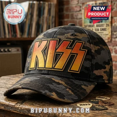 KISS Band Golden Logo Camo Baseball Cap