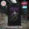 Kuromi Monster Energy Kawaii Goth T-shirt featuring a purple-themed character graphic on a black mineral-wash fabric.