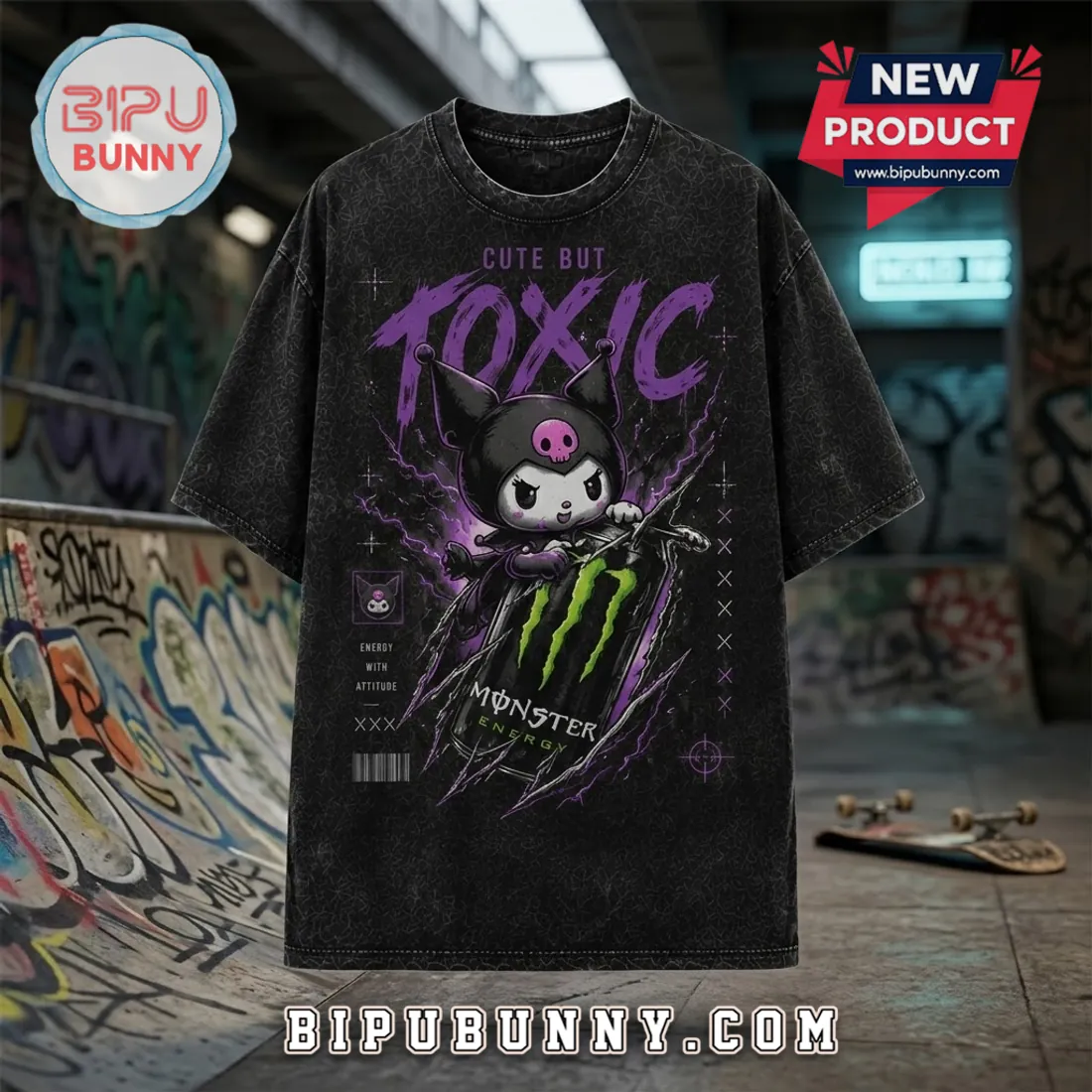 Kuromi Monster Energy Kawaii Goth T-Shirt Kuromi Monster Energy Kawaii Goth T-Shirt
