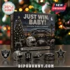 Las Vegas Raiders 24-Piece Ornament Christmas Advent Calendar box with football helmets, jerseys, and star-shaped ornaments.