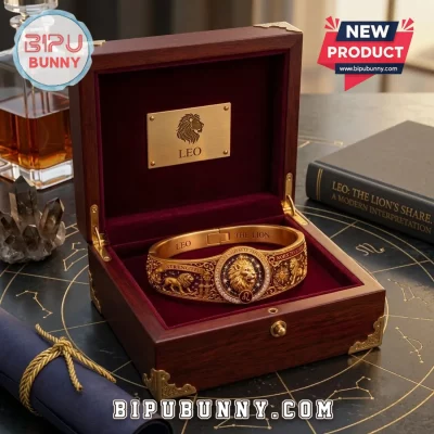 Lion Strength Horoscope Engraved Bracelet