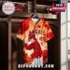 Los Angeles Angels x Naruto Baseball Jersey 2026 featuring Naruto Uzumaki graphics, red flame accents, and team number 26.