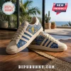 Los Angeles Chargers Adidas Lace Casual Sneakers featuring blue fabric panels, yellow lightning bolts, and off-white soles.