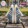 Los Angeles Chargers Adidas Lace Casual Sneakers featuring blue fabric, yellow lightning graphics, and white rubber soles.