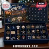 Los Angeles Dodgers 24 Day Holiday Ornament Advent Calendar with blue packaging featuring team logos and stadium graphics.