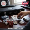 Los Angeles Dodgers 500-Piece Professional Poker Set with blue and red branded chips, playing cards, and a black case.