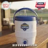 Los Angeles Dodgers Back-to-Back World Series Champions mini cooler in white with a blue handle, lid, and spigot.