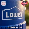 Lowe's Portable Blue Mini Cooler Jug with white brand logo and textured plastic finish against a blurry outdoor background.