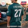 Luke Combs Philadelphia Eagles 2027 Tour football jersey in midnight green with white player name, number 27, and signature.