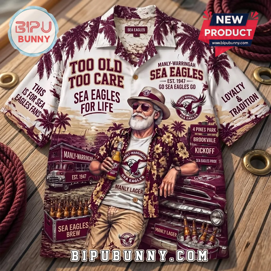 Manly-Warringah Sea Eagles Maroon Hawaiian Shirt Manly-Warringah Sea Eagles Maroon Hawaiian Shirt