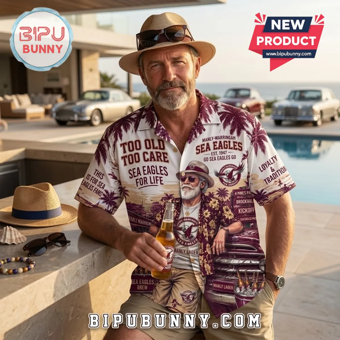 Manly-Warringah Sea Eagles Maroon Hawaiian Shirt Manly-Warringah Sea Eagles Maroon Hawaiian Shirt