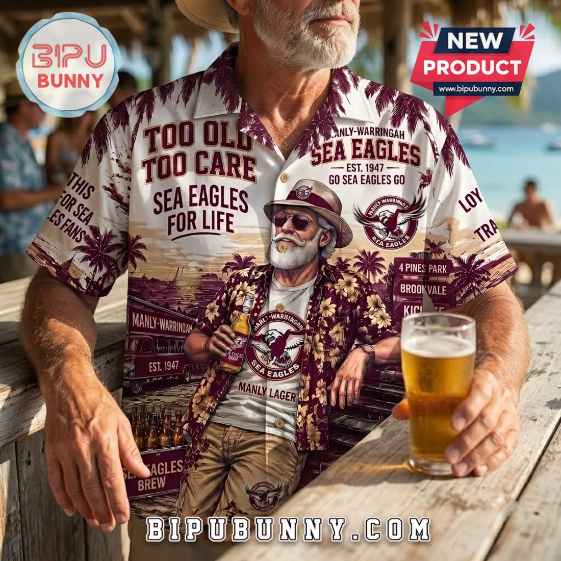 Manly-Warringah Sea Eagles Maroon Hawaiian Shirt Manly-Warringah Sea Eagles Maroon Hawaiian Shirt