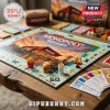 McDonalds Monopoly Fast Food Board Game featuring themed tokens, paper currency, and a branded game board on a wood table.