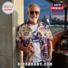 Melbourne Storm Purple Pride Hawaiian shirt featuring palm trees, team logos, and beer motifs on a light beige fabric.