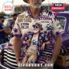 Melbourne Storm Purple Pride Hawaiian shirt featuring palm trees, team logos, and text graphics in purple and beige hues.