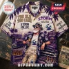 Melbourne Storm Purple Pride Hawaiian shirt featuring an elderly man, tropical prints, and team branding on a wooden table.