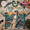 Miami Dolphins Sunset Summer Hawaiian shirt featuring an elderly man, palm trees, teal truck, and team logo graphics.