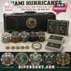 Miami Hurricanes 300-Piece Deluxe Collector Poker Set with team-branded chips, playing cards, and a black carrying case.