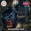Michael Jackson Thriller Zombie Pullover Hoodie featuring MJ in a red jacket, vinyl record, and graveyard background.