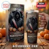 Michael Myers The Night He Came Home 40oz Tumbler with a horror theme featuring a masked slasher and glowing jack-o'-lanterns.