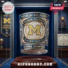 Michigan Wolverines 2026 National Champions drinking glass with gold block M, blue accents, and embedded crystal details.