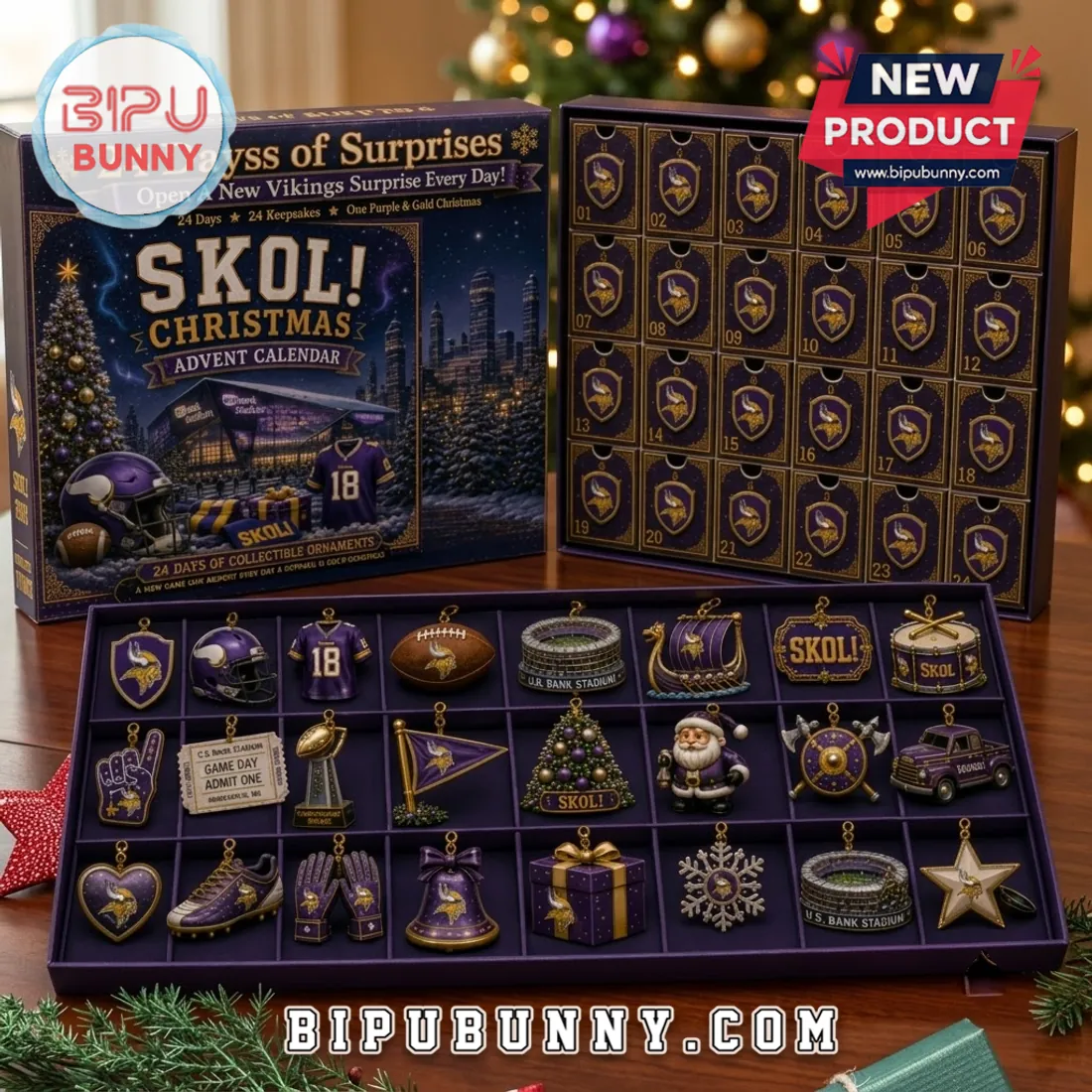Minnesota Vikings 24-Day Christmas Ornament Advent Calendar Minnesota Vikings 24-Day Christmas Ornament Advent Calendar