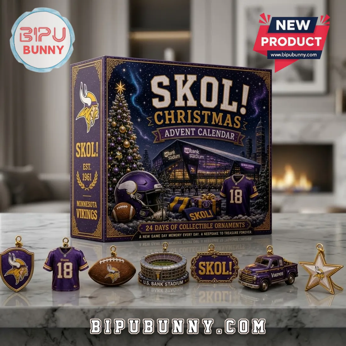 Minnesota Vikings 24-Day Christmas Ornament Advent Calendar Minnesota Vikings 24-Day Christmas Ornament Advent Calendar