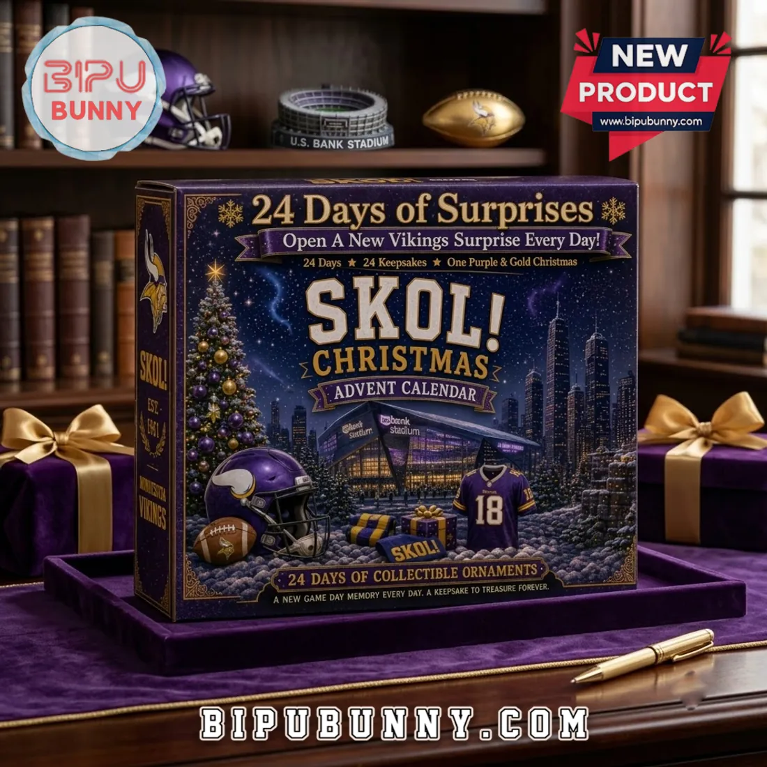 Minnesota Vikings 24-Day Christmas Ornament Advent Calendar Minnesota Vikings 24-Day Christmas Ornament Advent Calendar