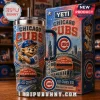 MLB Chicago Cubs Mascot YETI 40oz Tumbler with straw featuring Clark the Cub, Wrigley Field graphics, and team logos.