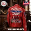 Montreal Canadiens Red Leather Jacket featuring player graphics, signatures, and the text Yes, I'm Old But I Saw Greatness.