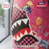 My Little Pony Sprayground Shark Mouth Party Backpack featuring pink checkerboard pattern, pony characters, and shark teeth.