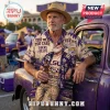 NCAA LSU Tigers Vintage Mascot Hawaiian shirt featuring purple tropical patterns, team text, and tiger imagery on tan fabric.