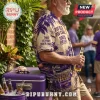 NCAA LSU Tigers Vintage Mascot Hawaiian shirt featuring palm trees, vintage truck graphics, and purple and gold text.