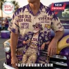 NCAA LSU Tigers Vintage Mascot Hawaiian shirt featuring purple palm trees, text graphics, and a man holding a beer bottle.