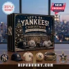 New York Yankees 24-Day Christmas Advent Calendar box with baseball ornaments and memorabilia on a wooden table.