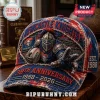 Newcastle Knights 38th Anniversary 1988-2026 cap in red and blue with a detailed armored knight holding a rugby ball.