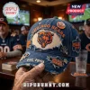 NFL Chicago Bears Distressed Denim Baseball Cap featuring orange team logos, embroidery, and frayed fabric details.