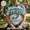 NFL Philadelphia Eagles Bleach Wash T-Shirt with dark green ink splatters and team logo graphics on a white background.