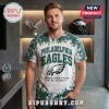 NFL Philadelphia Eagles bleach wash t-shirt with dark green and white splatter pattern, team logo, and vintage typography.
