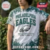 NFL Philadelphia Eagles bleach wash t-shirt featuring midnight green and silver graphics on a distressed white background.