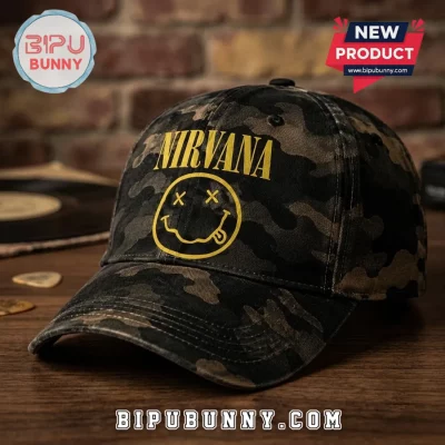 Nirvana Nevermind Smiley Camouflage Baseball Cap
