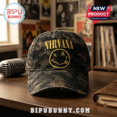 Nirvana Nevermind Smiley Camouflage Baseball Cap