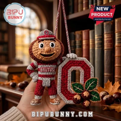 Ohio State Buckeyes Brutus Mascot Crocheted Car Ornament