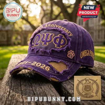 Omega Psi Phi 115th Anniversary Purple Distressed Baseball Cap