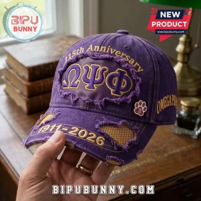 Omega Psi Phi 115th Anniversary Purple Distressed Baseball Cap