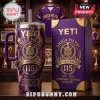 Omega Psi Phi 115th Anniversary YETI Tumbler 40oz featuring purple and gold tie-dye design with official fraternity crest.