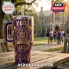 Omega Psi Phi 115th Anniversary YETI Tumbler 40oz with purple and gold tie-dye pattern, handle, and fraternity emblem crest.