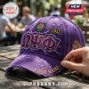 Omega Psi Phi Distressed Purple Baseball Cap with gold embroidery, 1911 patch, and custom name text on the brim.