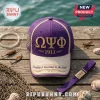 Omega Psi Phi Fraternity 1911 Textured Baseball Cap in purple and cream with Greek letters and stitched details on a pier.