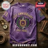 Omega Psi Phi Fraternity Crest Purple Distressed Shirt featuring 115th anniversary graphics and historical cardinal principles.